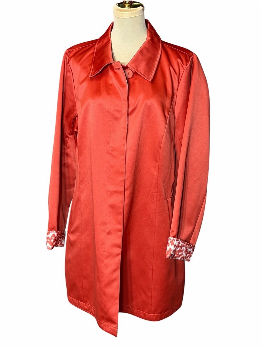 Dennis BASSO Women's Red peacoat Coat Size Large Like New